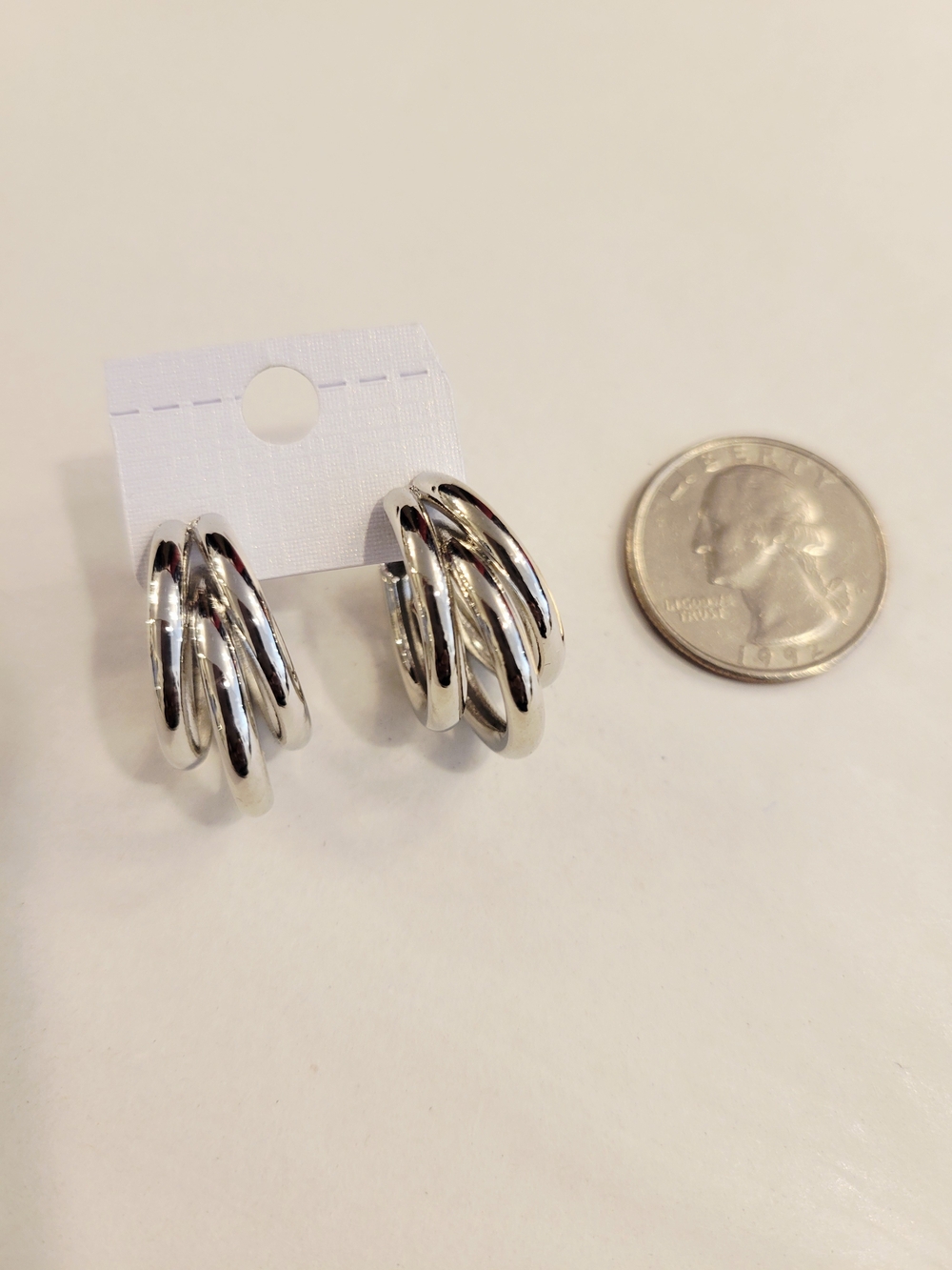 Silver Triple Hoop Earrings - Women Jewelry